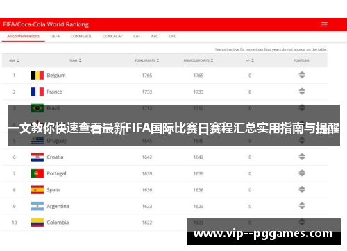 一文教你快速查看最新FIFA国际比赛日赛程汇总实用指南与提醒 一文教你快速查看最新FIFA国际比赛日赛程汇总实用指南与提醒